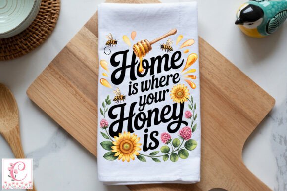Bee Sunflower Farmhouse Kitchen Towel Graphics & Crafts
