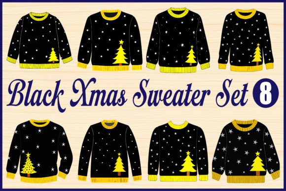 Black Xmas Sweater Set: Graphics for Holiday Crafts