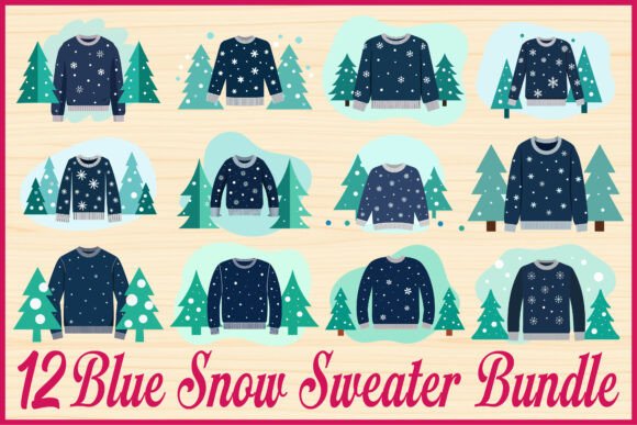 Blue Snow Sweater Bundle Graphics for Crafts