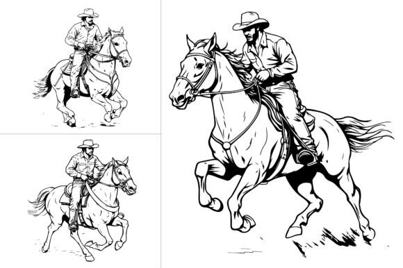 Cowboy Silhouette Graphics for Crafts