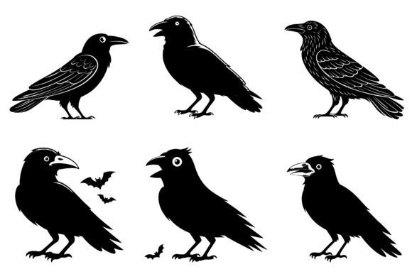 Crow Halloween Silhouette Vector for Graphics and Crafts