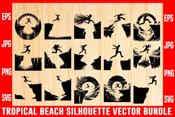 Extreme Adventure Silhouette Bundle – Cliff Jumping Graphics