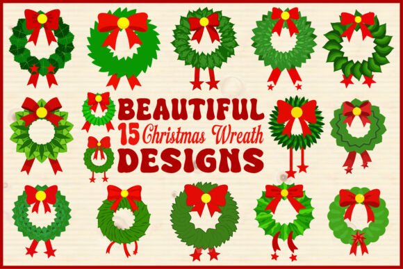 Festive Christmas Wreath Clipart Set: Graphics & Crafts for Digital Sellers