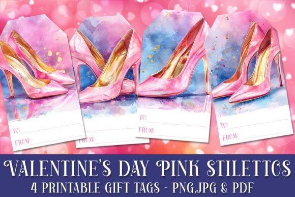 Valentine's Day Pink Stilettos Gift Tags: Graphics & Crafts
