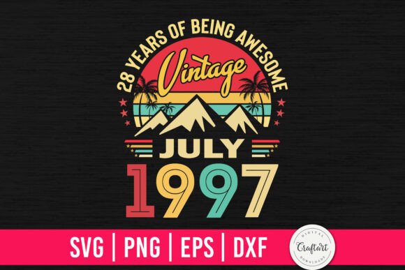 Vintage 1997 July 28th Birthday Graphics & Crafts