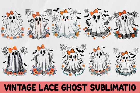 Vintage Lace Ghost Sublimation Graphics